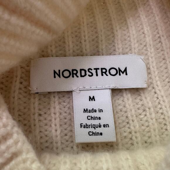 Nordstrom cream knit turtleneck wool & cashmere sweater size M - Picture 7 of 13